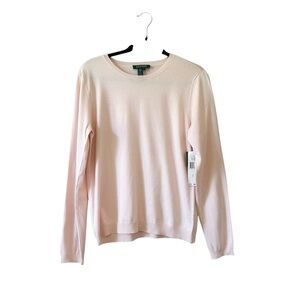 Vintage Y2K Ralph Lauren Silk Blend Pale Pink Crewneck Sweater